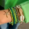Joyería Transfronteriza Europea y Americana, Pulseras de Cuentas Estilo Étnico Bohemio, Pulseras Elásticas de Cristal Apilables de Diseño al por Mayor