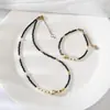Colar original com contas folheadas a ouro e pérolas de água doce, colar de espinélio preto, design original, luxo leve, alta qualidade, nova coleção outono/inverno