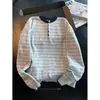 Suéter de Punto Informal Estilo Retro Old Money para Hombre y Mujer, Diseño de Bloques de Color a Rayas Estilo Coreano, Cuello Henley, Otoño/Invierno