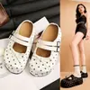 Zuecos Mary Jane de Suela Gruesa para Aumentar la Altura para Mujer, Sandalias Deslizantes Versátiles de Lunares Retro para Verano, Nuevo Modelo 2026