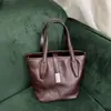 Bolsa Balde Personalizada de Couro Bovino de Primeira Camada para o Dia a Dia, Bolsa de Ombro Transversal em Couro Genuíno, Bolsa Cesta de Legumes Vintage de Grande Capacidade