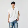 Chaleco V-Neck Piel Negra para Hombre Verano Chaleco Americano Camiseta sin Mangas Casual Fitness Deporte Camiseta Top