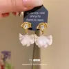 Pendientes de Plata Aguja Lujo Zircón Gota de Aceite Hoja de Ginkgo Moda Europea y Americana Pendientes de Botón de Gama Alta Pendientes de Personalidad de Nicho Temperamento