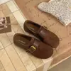 Zapatos Birkenstock retro versátiles cómodos de cuero sintético con hendidura en la puntera para mujer, nuevos zapatos casuales ligeros planos de corte profundo para primavera y otoño 2026