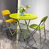 Mesa Plegable Redonda Pequeña de Acero Inoxidable para Casa de Alquiler para Comer y Tareas Mesa Cuadrada para Puesto Exterior