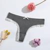 Nueva ropa interior en forma de T para niñas, encaje en el vientre con hilo, tanga para mujer de cintura baja, algodón transpirable, pantalones T, suministro directo de fábrica