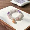 Yunshao Leisure Pulsera Versátil de Cuarzo Rosa Natural y Cuarzo Blanco con Colgante de Cuarzo Morado y Durazno para Mujer Venta al por Mayor