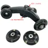 Acessórios para carro de giro infantil: tripé de tubo quadrado, garfo dianteiro com furo lateral, suportes de canto dianteiros e traseiros para carro de balanço infantil