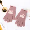 Luvas Quentes de Desenho Animado Estilo Coreano com Patas de Urso para Exterior à Prova de Frio Luvas de Pelúcia com Tela Sensível ao Toque Luvas de Tricô Espessas de Lã Imitação de Visom