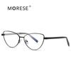 Gafas de moda de metal con forma de ojo de gato, con diseño transfronterizo, con lentes planas de comercio exterior y inserción CP, montura de gafas para mujer 3006