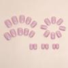 Uñas postizas naturales frescas y bonitas de color rosa, morado y blanco, cuadradas, estilo europeo, para niña, 24 piezas