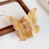Grampo de Cabelo Bafiya Borboleta Francesa para Mulheres Elegante Temperamento Doce Grampo Tubarão Versátil Retrô Acessórios para Cabelo Meio Preso Grampos de Cabelo