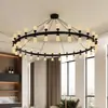 Nueva sala privada de restaurante estilo chino, candelabro de lujo ligero para restaurante chino y occidental, lámpara de lujo ligero para sala de estar moderna con sala privada de vidrio circular