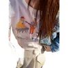[em estoque] VC camiseta estampada de manga curta feminina primavera e verão novo estilo coreano versátil slim-fit curto top