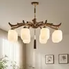 Lustre de sala de estar com estética de estilo de canção, cobre puro e madeira de nogueira preta, elegância oriental, nova luminária de sala de jantar estilo chinês, 6 anos sem vidro