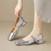 Zapatos Mary Jane Retro Franceses para Mujer 2026 Otoño Nuevos Punta Cuadrada Suela Suave Tacón Grueso Correa Única Zapatos de Moda Elegantes