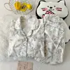 Pijama para mujer de talla grande del sudeste asiático, algodón nube, cárdigan de primavera, cuello solapa, manga larga, pantalón largo, conjunto simple y cómodo para casa