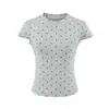 Ropa de Mujer al por Mayor Transfronteriza Estilo Europeo y Americano Verano Nueva Moda Camiseta de Manga Corta con Estampado de Puntos Top Casual Versátil