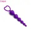 Fabricante de Produtos para Adultos Contas de Silicone em Formato de Coração Ânus Preto Plug Anal Feminino e Masculino Brinquedo Sexual Dropshipping