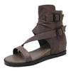 En stock de fábrica transfronterizos de punta abierta de caña alta para estudiantes cómodos adelgazantes de comercio exterior para mujer moda cremallera sandalias romanas planas