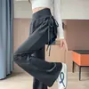 Calça de yoga de duas peças de alta qualidade e estilosa em material sintético com pernas flare que levantam o bumbum para mulheres, calça esportiva de ajuste justo para atividades ao ar livre, fitness e corrida