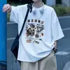 Camiseta de Manga Corta de Marca Extranjera de Moda para Hombre, Estilo Delgado de Verano, Manga Media Estilo Americano, Moda de Calle de Alta Moda, Talla Grande, Manga de Cinco Puntos
