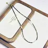 Collar Sencillo de Piedra Espinela Negra, Cadena para el Cuello de Lujo Ligero de Nicho, Cadena de Clavícula de Gama Alta, Collar de Perlas de Agua Dulce Natural