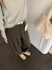 [Sin reembolso, sin cambio] pantalones rectos de lana de cintura alta de tres líneas para mujer, pantalones de traje nuevos, pantalones casuales de invierno 90780