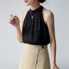 Chaleco sin mangas con cuello halter para mujer Verano Estilo francés Delgado Sexy Suave Corto Descubierto Top de tirantes