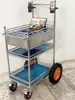 Carrito de Transmisión en Vivo de Acero Inoxidable para Influencers, Carrito de Puesto Móvil con Barandillas, Carrito de Herramientas de Almacenamiento Estable