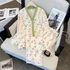 Pijama Nuevo Estilo Otoño e Invierno 2024 para Mujer Manga Larga Estilo Delgado Estilo Celebridad de Internet INS Venta Caliente Conjunto de Cárdigan Casual para el Hogar