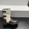 Botas Western Cowboy Cavaleiro Vintage de Retalhos de Couro, Lançamento Outono 2026, Botas de Cano Curto Versáteis e Fashion para Meninas