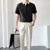 Camisa Polo de Manga Curta com Combinação de Cores Masculina Verão 2023 Nova Marca de Moda de Alto Padrão Camiseta de Lapela de Alto Padrão Top Casual