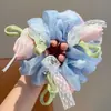 Elástico de Cabelo de Tulipa em Rede Estilo Coreano para Meninas, Elástico Doce Estilo Princesa para Coques, Acessório de Cabelo Versátil para Rabos de Cavalo