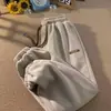 Pantalones deportivos tipo jogger gruesos con forro polar estilo americano para hombre, adecuados para el transporte diario al aire libre en otoño e invierno, correr y ciclismo