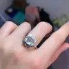 Anillo de Piedra de Uva Natural, Cristal Fluorescente Tipo Hielo, Plata 925 Limpia, Piedra Principal Finamente Incrustada 6*8mm