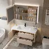 Bacia cerâmica integrada estilo creme com cantos arredondados, conjunto de gabinete para banheiro, lavatório, lavatório, gabinete para lavar o rosto