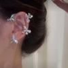 Douyin Mismo Estilo Lazo Incrustado de Diamantes Colgante de Oreja Clip para la Oreja Diseño Nicho Temperamento Suave Aretes Combinables
