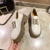 Mocasines con Estilo Universitario, Tacón Chunky, Zapatos de Mujer 2024, Suela Gruesa, Casual, Versátil, Zapatos de Cuero Pequeños Estilo Británico, Zapatos de Mujer, Estilo Retro