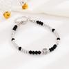 Joyería de temperamento de nicho pulsera de cuentas redondas con cara sonriente cuadrada de plata esterlina s925 pulsera de plata 925 para mujer de alto sentido venta al por mayor