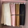 Saia Longa Split Cauda de Peixe Cetim Dourado Slim Cintura Alta Média Linha A Feminina Xia Xin L0529C