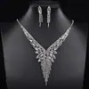 Juego de collar y aretes transfronterizo europeo y americano, juego de joyas, juego de vestido de banquete, cadena, moda, versátil, joyería nupcial al por mayor