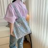 26101 Bolsa de Lona com Flor Vintage Ins Bolsa de Ombro Casual Bolsa de Tecido Bolsa Grande Portátil Estudante Doce Bolsa Tote
