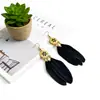 Pendientes de Plumas Bohemios Vintage Largos Redondos de Aleación Moda Europea y Americana Estilo Étnico Festivo Pendientes al por Mayor para Mujer