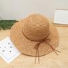 Net chapéu de palha vermelho das mulheres Coreano - estilo de verão laço rendas chapéu de praia fresco férias aba grande aba de proteção solar chapéu de proteção solar moda