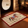 Alfombrilla de Piso para Baño Imitación Lino Año Nuevo del Caballo, Alfombrilla Antideslizante para Baño, Felpudo Absorbente de Agua, Alfombra de Secado Rápido para Inodoro