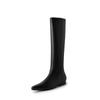 Botas Knight sem zíper de couro feminino 2023 Botas de couro simples pontiagudas de inverno