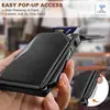 Portatarjetas Multifuncional Antirrobo RFID Personalizado con Tapa Horizontal y Vertical, Portatarjetas Metálico, Plegable Doble, Cartera de Cuero con Contraste de Color para Hombre