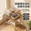 Cesta de Ropa Sucia de Almacenamiento de Doble Capa Estante de Almacenamiento Multifuncional Carrito Pequeño Móvil para el Hogar Cesta de Almacenamiento de Ropa Sucia para el Baño