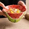 Tazón de Sandía con Cara Sonriente de Fábrica Tazón Doméstico para Sopa y Fideos Tazón de Ensalada Creativo Comercial de Color Bajo Esmalte Tazón de Arroz Lindo para Uso Personal